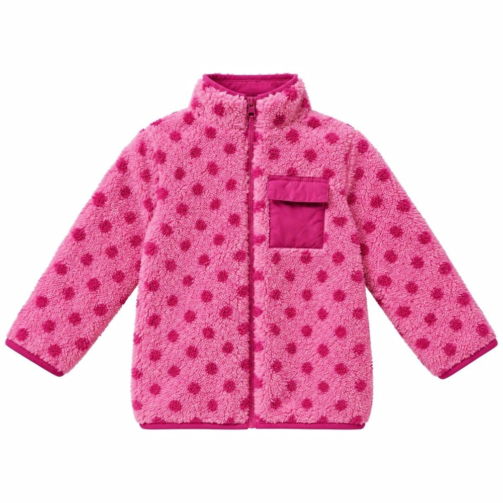 NEW Epic Threads Girls Pink Polka Dot Fleece Jacket Full Zip 2T